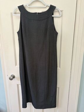 Susan Graver Sleeveless Midi Sheath Dress in Dark Gray